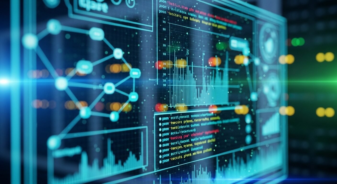 Giao diện kỹ thuật số tinh vi hiển thị phân tích dữ liệu phức tạp với biểu đồ xanh, mã code, mạch điện tử, thể hiện công nghệ cốt lõi cho ngành nghề triển vọng 2026. Giao diện kỹ thuật số tinh vi hiển thị phân tích dữ liệu phức tạp với biểu đồ xanh, mã code, mạch điện tử, thể hiện công nghệ cốt lõi cho ngành nghề triển vọng 2026.