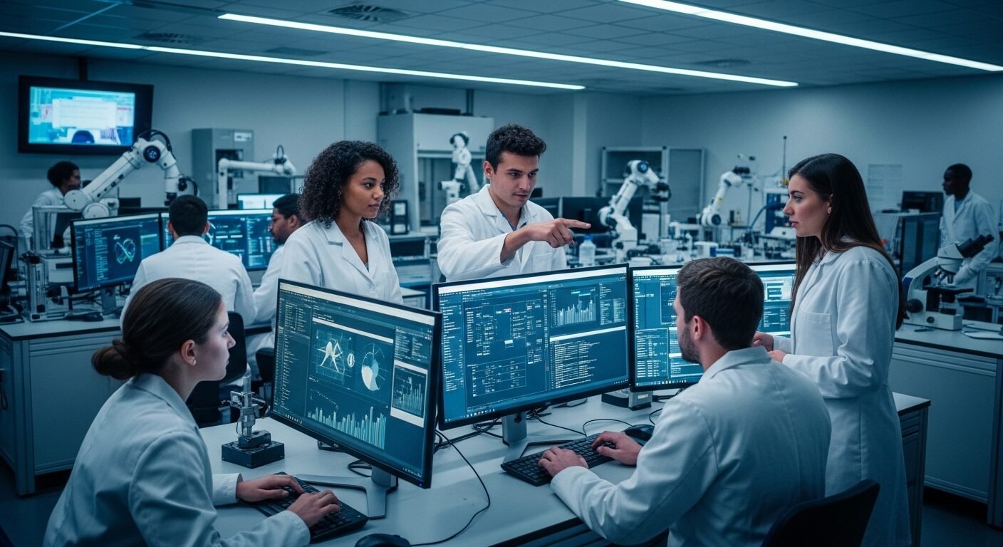 Sinh viên áo lab cộng tác trong phòng thí nghiệm khoa học hiện đại, với thiết bị công nghệ cao và màn hình hiển thị dữ liệu phức tạp. Hình ảnh minh họa môi trường học tập và nghiên cứu năng động, lý tưởng cho ứng viên của chương trình tuyển sinh Đại học Bách khoa Hà Nội 2026, hướng tới sự đổi mới và khám phá. Sinh viên áo lab cộng tác trong phòng thí nghiệm khoa học hiện đại, với thiết bị công nghệ cao và màn hình hiển thị dữ liệu phức tạp. Hình ảnh minh họa môi trường học tập và nghiên cứu năng động, lý tưởng cho ứng viên của chương trình tuyển sinh Đại học Bách khoa Hà Nội 2026, hướng tới sự đổi mới và khám phá.