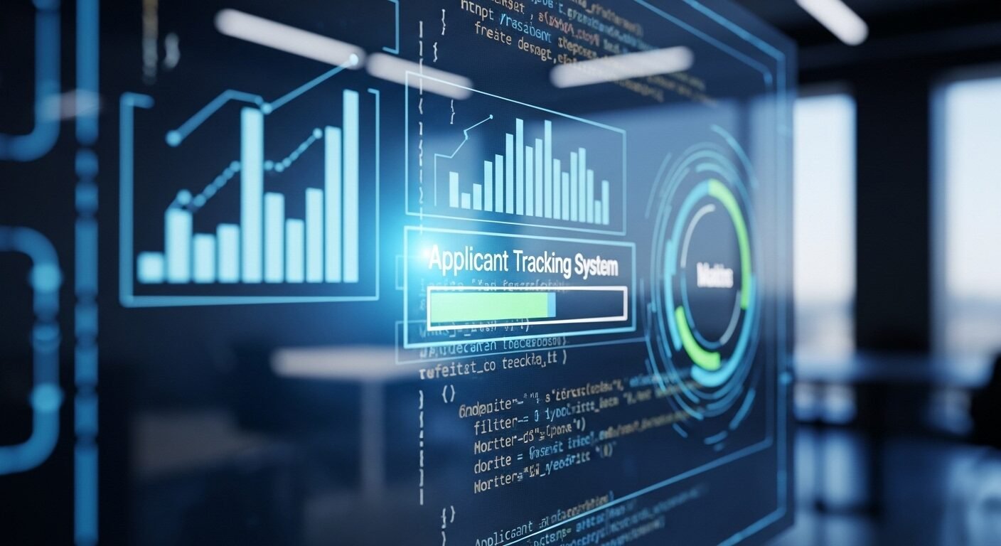 Cận cảnh màn hình ATS với dữ liệu lọc hồ sơ ứng viên, cảnh báo về những điều cần tránh khi viết CV để không bị hệ thống tự động loại.