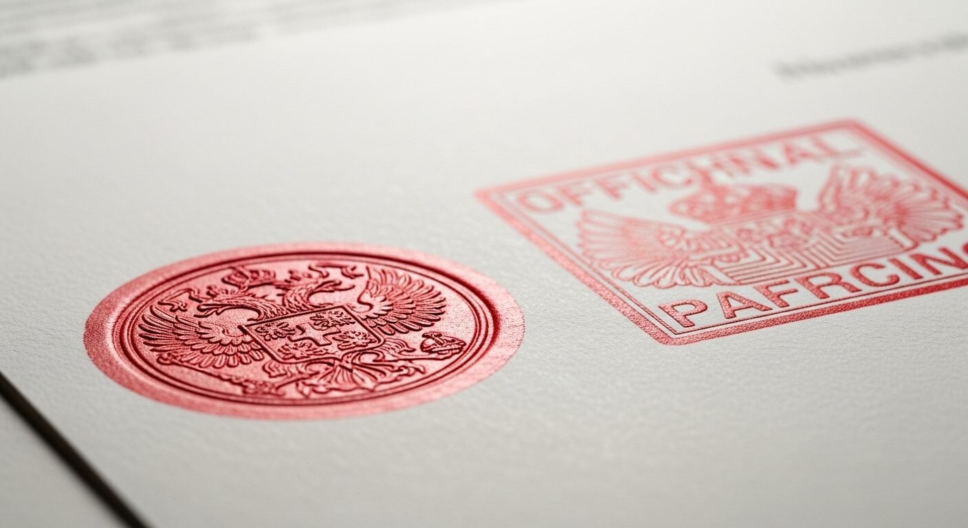 Con dấu đỏ nổi bật trên tài liệu chính thức, nhấn mạnh sự chuyên nghiệp và tính xác thực cần có khi tìm hiểu cách viết sơ yếu lý lịch xin việc.