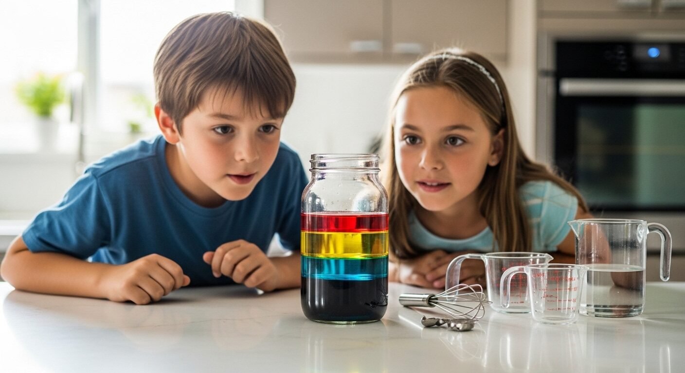 Hai trẻ em say mê làm thí nghiệm khoa học trên bàn bếp với chất lỏng màu sắc rực rỡ, minh họa hiệu quả cách dạy con học giỏi qua trải nghiệm thực tế. Hai trẻ em say mê làm thí nghiệm khoa học trên bàn bếp với chất lỏng màu sắc rực rỡ, minh họa hiệu quả cách dạy con học giỏi qua trải nghiệm thực tế.