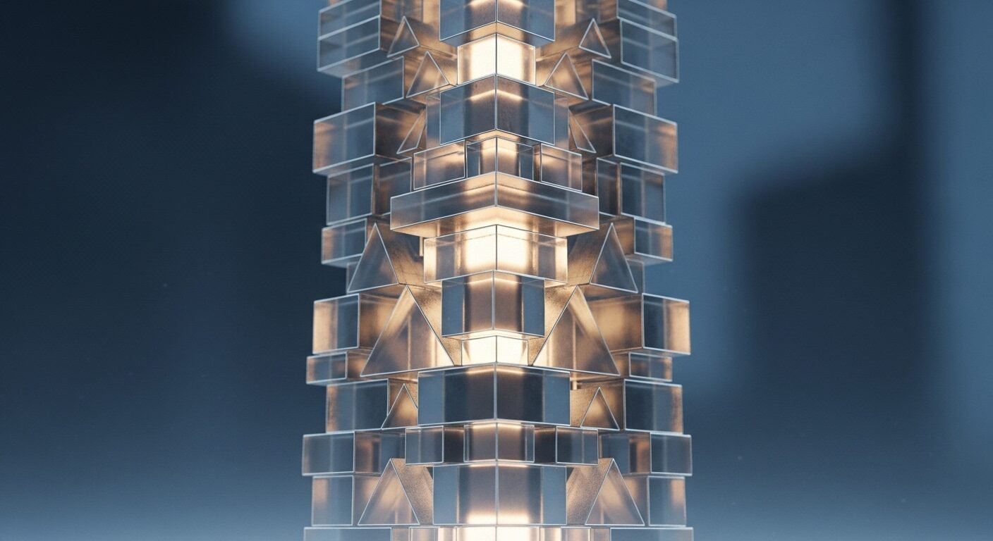 Cấu trúc khối trong suốt vững chắc vươn lên, biểu tượng kiến thức nền tảng và sự phát triển liên tục của một chuyên gia. Cấu trúc khối trong suốt vững chắc vươn lên, biểu tượng kiến thức nền tảng và sự phát triển liên tục của một chuyên gia.