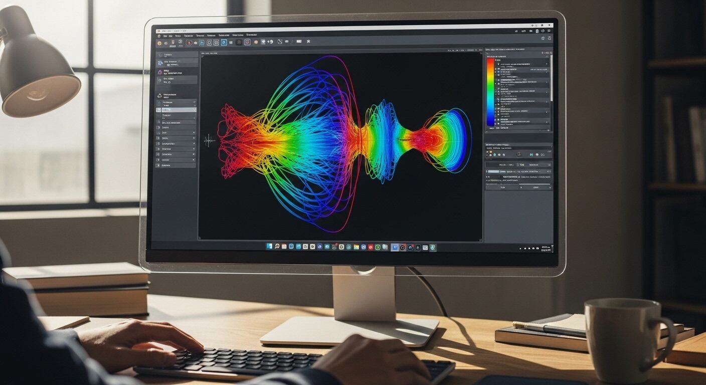 Học sinh xem mô phỏng khoa học ảo chi tiết trên màn hình máy tính, một công cụ học tập hữu ích, đặc biệt khi không thi thực hành học sinh giỏi quốc gia.