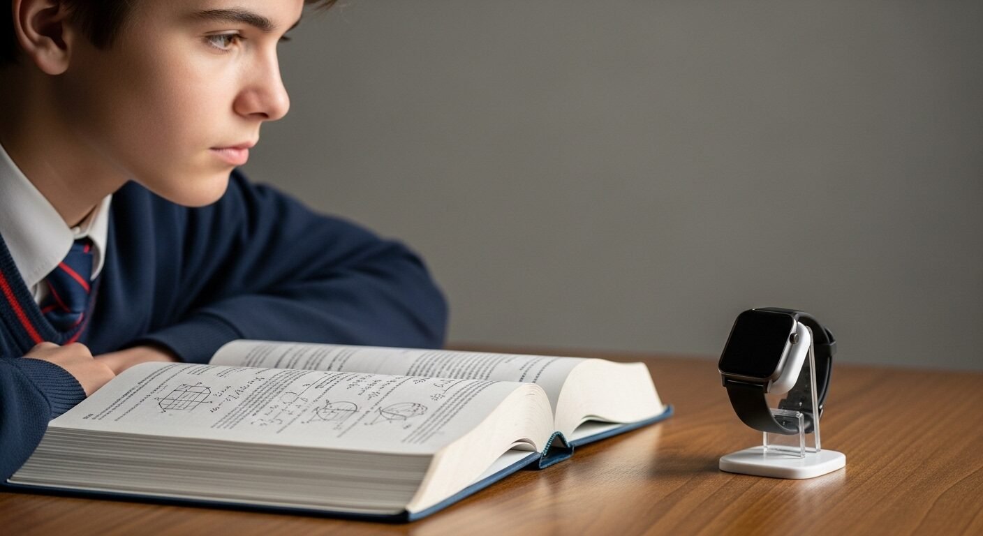 Học sinh THPT trầm ngâm nhìn sách giáo khoa và phụ kiện thời trang trên bàn, thể hiện sự cân nhắc trong việc quản lý tài chính cá nhân cho học sinh THPT. Học sinh THPT trầm ngâm nhìn sách giáo khoa và phụ kiện thời trang trên bàn, thể hiện sự cân nhắc trong việc quản lý tài chính cá nhân cho học sinh THPT.