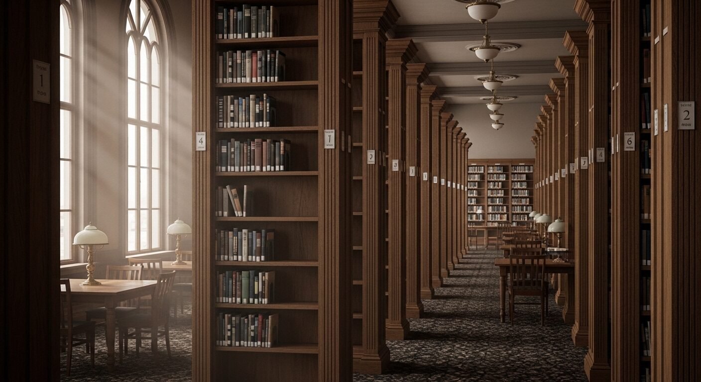 Bạn nhỏ chăm chú chọn sách trong thư viện yên tĩnh, nơi bố mẹ giúp con học giỏi bằng cách khuyến khích niềm đam mê đọc và học hỏi.