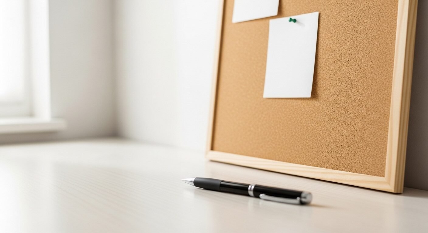 Bảng ghim ngăn nắp hiển thị lịch học tuần và ghi chú động lực, minh họa bí quyết dạy con học giỏi qua kế hoạch và sự sắp xếp khoa học.