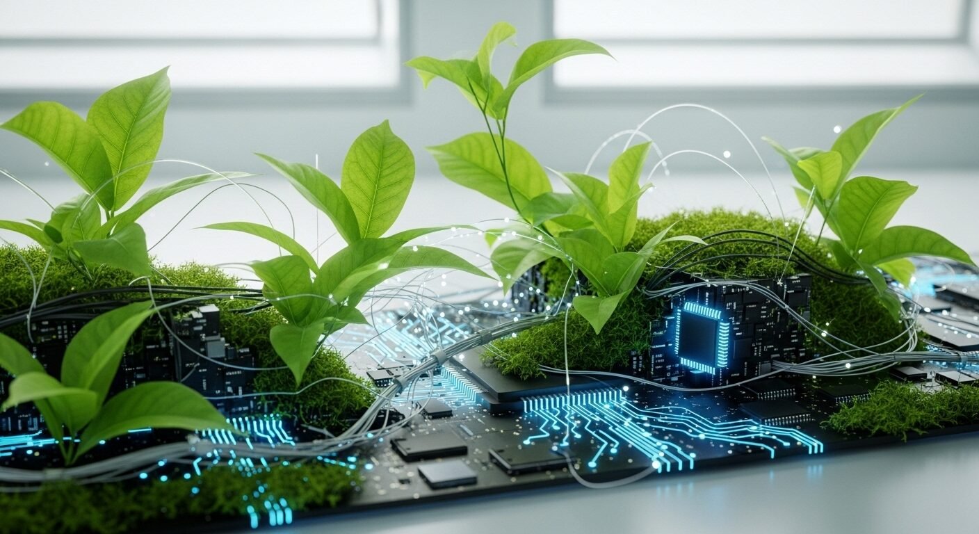 Hình ảnh công nghệ xanh kết hợp mạch điện tử hiện đại, biểu tượng cho phát triển bền vững và kinh tế tri thức, thể hiện các lĩnh vực trọng điểm mà chính sách hỗ trợ đào tạo tiến sĩ Hà Nội hướng tới. Hình ảnh công nghệ xanh kết hợp mạch điện tử hiện đại, biểu tượng cho phát triển bền vững và kinh tế tri thức, thể hiện các lĩnh vực trọng điểm mà chính sách hỗ trợ đào tạo tiến sĩ Hà Nội hướng tới.