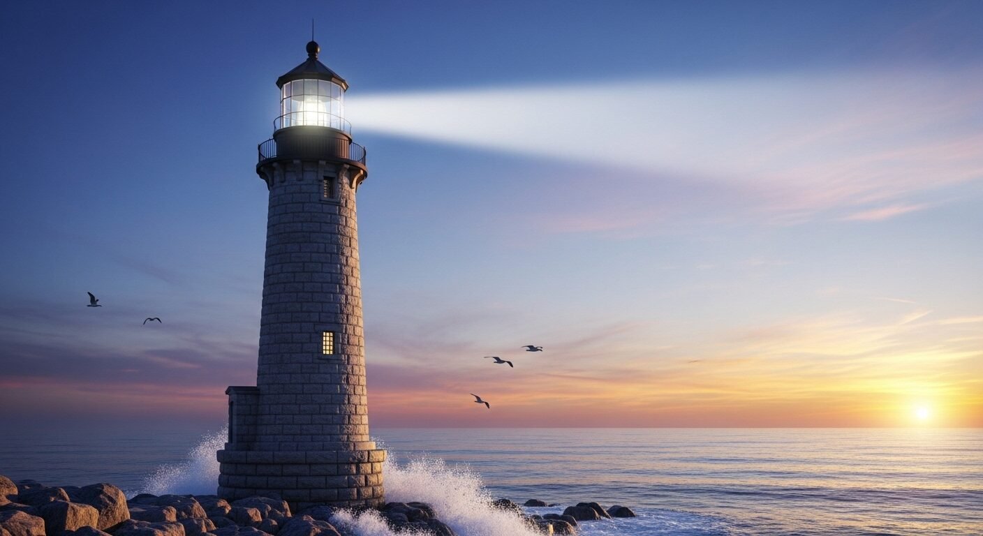 Ngọn hải đăng đá hùng vĩ rọi sáng bình minh trên bờ biển gồ ghề, mang lại tầm nhìn rõ ràng cho việc ra quyết định hiệu quả trong sự nghiệp. Ngọn hải đăng đá hùng vĩ rọi sáng bình minh trên bờ biển gồ ghề, mang lại tầm nhìn rõ ràng cho việc ra quyết định hiệu quả trong sự nghiệp.