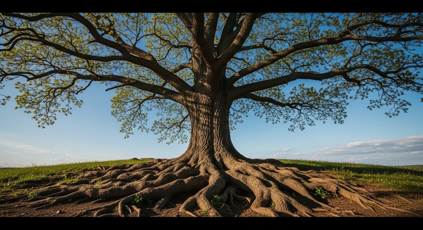 Cây sồi cổ thụ hùng vĩ, rễ bám sâu vững chãi dưới trời xanh. Biểu tượng của sức mạnh bền bỉ, gợi mở về tính cách và nghề nghiệp phù hợp với cung hoàng đạo. Cây sồi cổ thụ hùng vĩ, rễ bám sâu vững chãi dưới trời xanh. Biểu tượng của sức mạnh bền bỉ, gợi mở về tính cách và nghề nghiệp phù hợp với cung hoàng đạo.