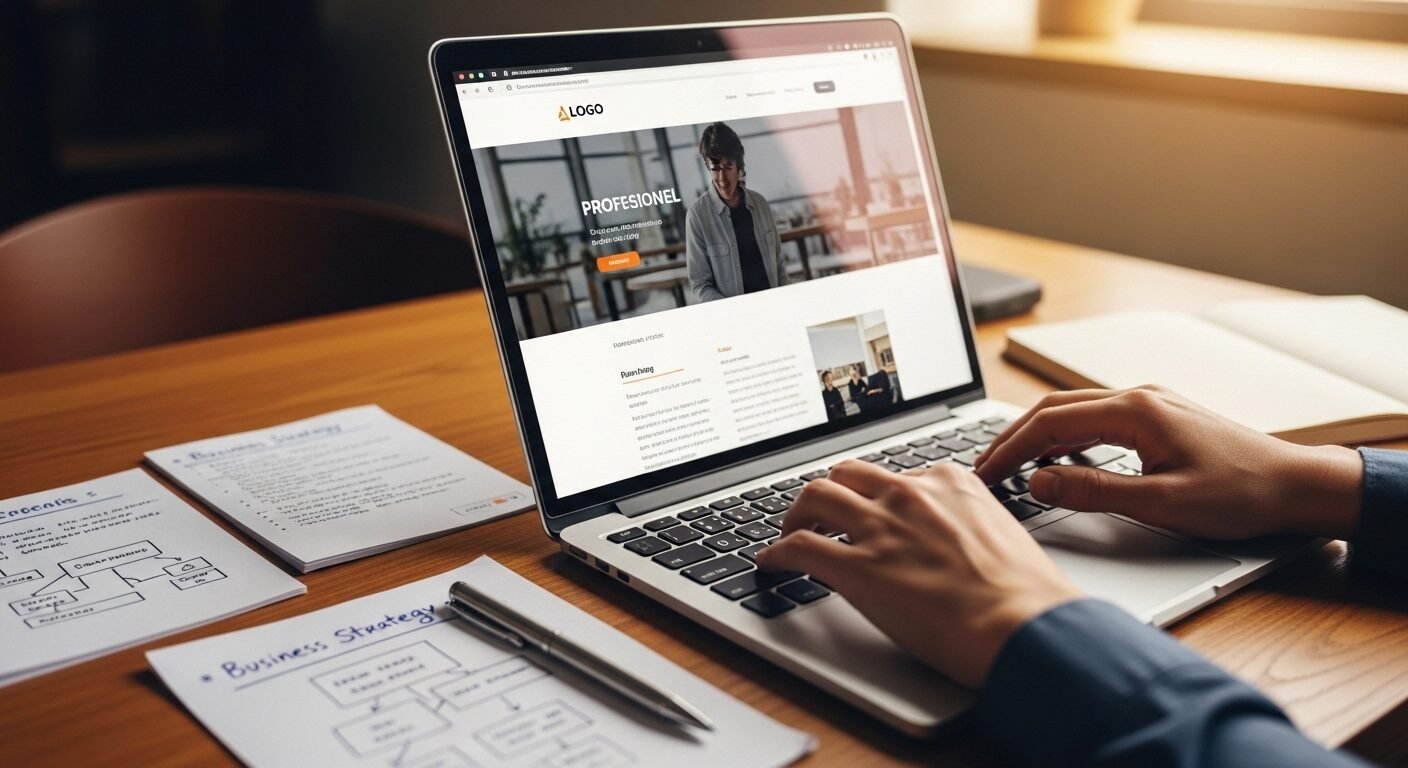 Cận cảnh đôi tay gõ bàn phím laptop trên bàn làm việc ngăn nắp với ghi chú và bút, thể hiện sự chuẩn bị kỹ lưỡng cho buổi phỏng vấn và tìm hiểu những điều không nên nói khi phỏng vấn.