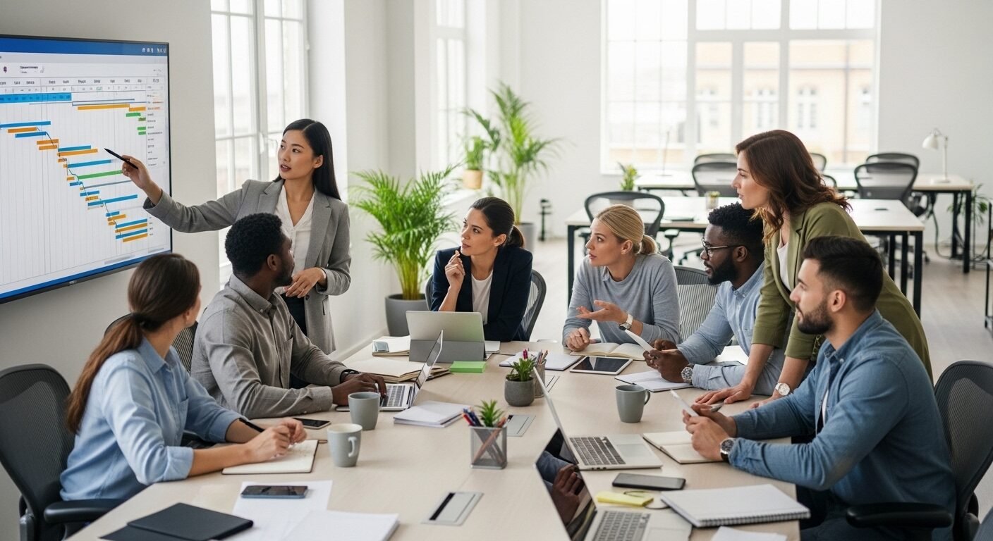 Đội ngũ chuyên nghiệp đa dạng làm việc hiệu quả tại văn phòng mở. Họ thảo luận dự án với sự cộng tác liền mạch, minh họa rõ nét Ready-to-work là gì qua sự chủ động và đóng góp tức thì. Đội ngũ chuyên nghiệp đa dạng làm việc hiệu quả tại văn phòng mở. Họ thảo luận dự án với sự cộng tác liền mạch, minh họa rõ nét Ready-to-work là gì qua sự chủ động và đóng góp tức thì.