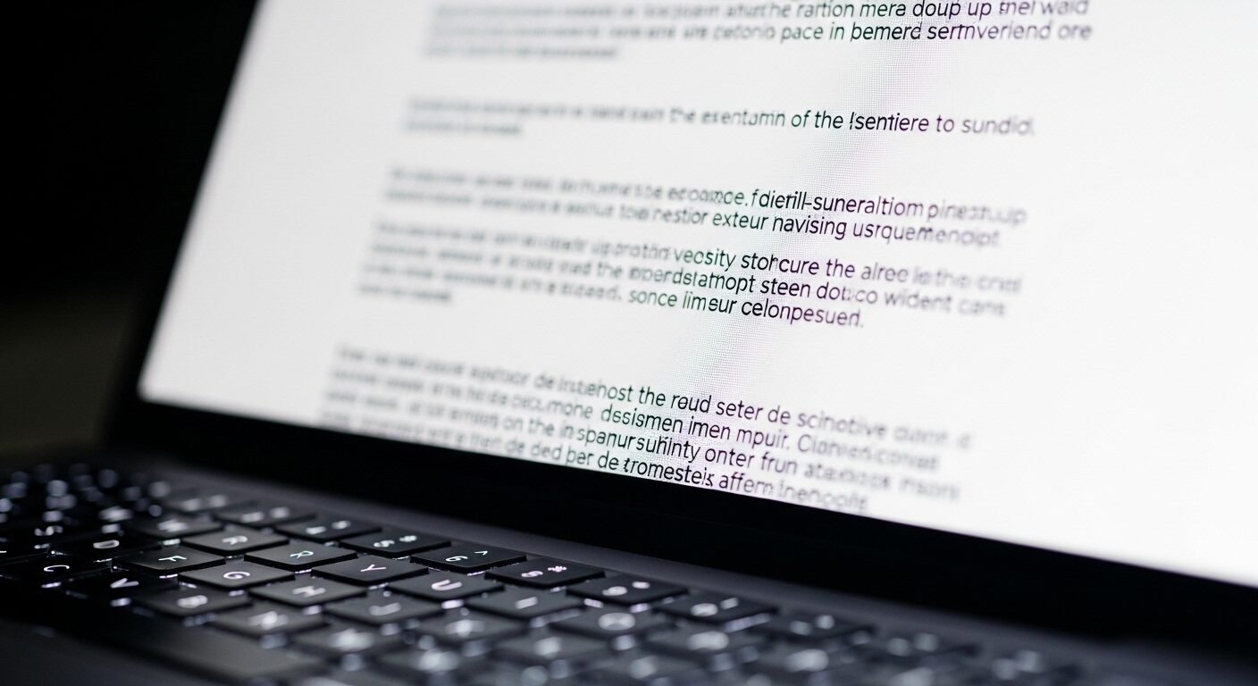 Cận cảnh màn hình laptop hiển thị một bản sơ yếu lý lịch đánh máy chuyên nghiệp với chữ đen rõ nét, minh họa cho lựa chọn giữa sơ yếu lý lịch viết tay hay đánh máy.