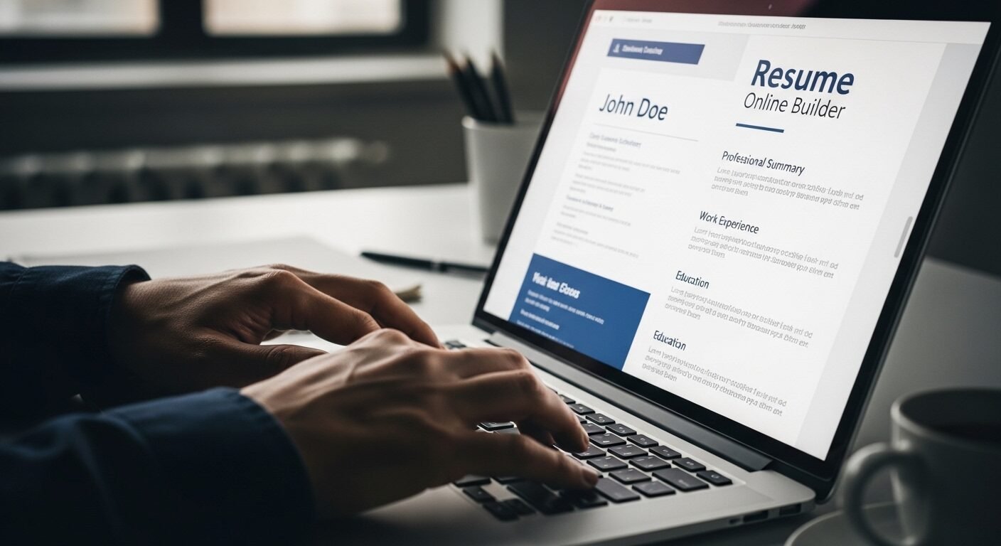 Cận cảnh tay gõ laptop, tạo hồ sơ xin việc online chuyên nghiệp, giải pháp hiệu quả nếu bạn đang tìm mua hồ sơ xin việc ở đâu TPHCM.