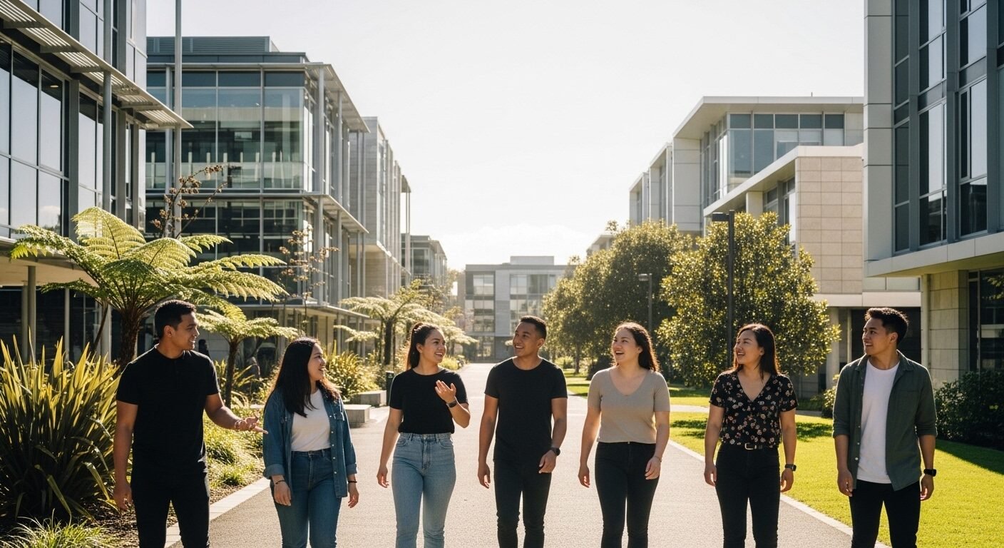 Sinh viên đa dạng trò chuyện tại khuôn viên đại học New Zealand, minh chứng thành công quy trình chứng minh tài chính du học New Zealand. Sinh viên đa dạng trò chuyện tại khuôn viên đại học New Zealand, minh chứng thành công quy trình chứng minh tài chính du học New Zealand.