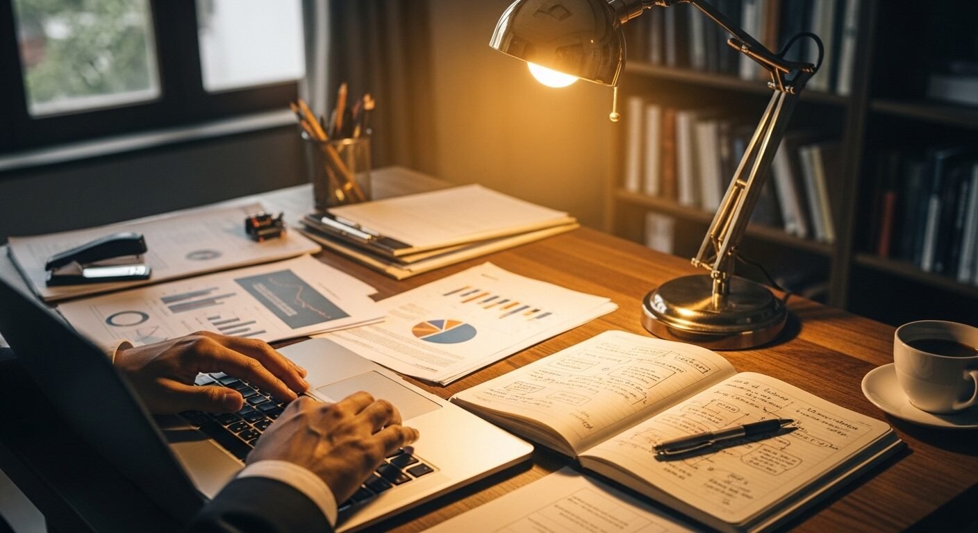 Đôi tay tỉ mỉ xem tài liệu, gõ laptop và ghi chú trên bàn làm việc ngăn nắp, thể hiện sự chuẩn bị kỹ lưỡng. Đây là hình ảnh lý tưởng cho người tìm kiếm cách trả lời phỏng vấn khi chưa có kinh nghiệm. Đôi tay tỉ mỉ xem tài liệu, gõ laptop và ghi chú trên bàn làm việc ngăn nắp, thể hiện sự chuẩn bị kỹ lưỡng. Đây là hình ảnh lý tưởng cho người tìm kiếm cách trả lời phỏng vấn khi chưa có kinh nghiệm.