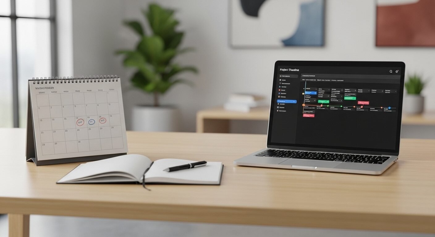 Không gian làm việc gọn gàng với laptop hiển thị tiến độ, sổ tay và lịch, chuẩn bị cho cách làm báo cáo thực tập hiệu quả. Không gian làm việc gọn gàng với laptop hiển thị tiến độ, sổ tay và lịch, chuẩn bị cho cách làm báo cáo thực tập hiệu quả.