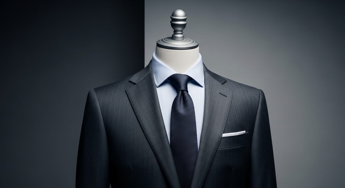 Bộ vest xám, sơ mi xanh và cà vạt chuyên nghiệp trên manocanh, thể hiện sự chỉn chu cần có trong kỹ năng phỏng vấn xin việc. Bộ vest xám, sơ mi xanh và cà vạt chuyên nghiệp trên manocanh, thể hiện sự chỉn chu cần có trong kỹ năng phỏng vấn xin việc.