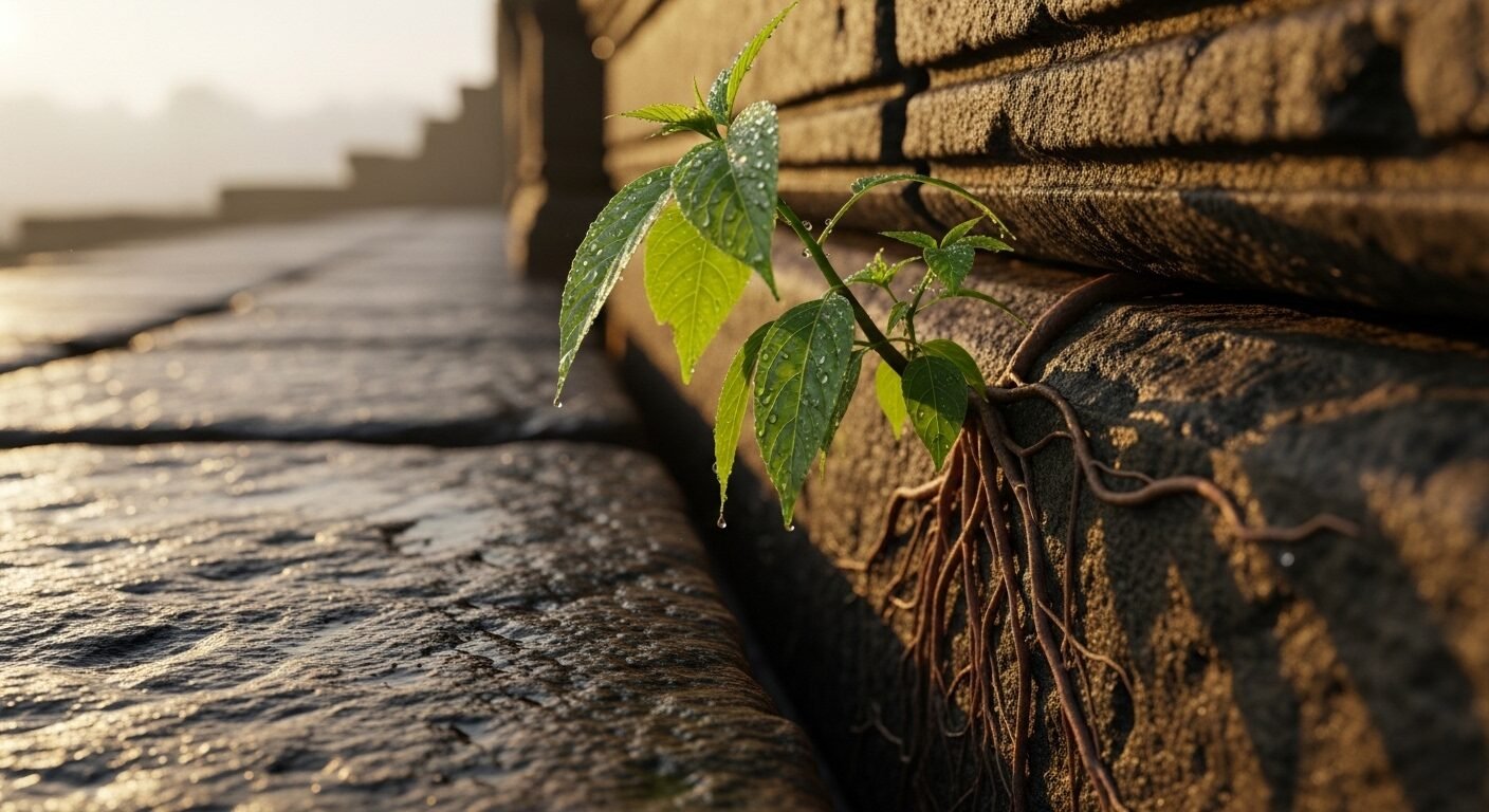 Cây xanh kiên cường với rễ vững chắc vươn lên từ kẽ đá, biểu tượng cho phát triển sự nghiệp bền vững. Cây xanh kiên cường với rễ vững chắc vươn lên từ kẽ đá, biểu tượng cho phát triển sự nghiệp bền vững.