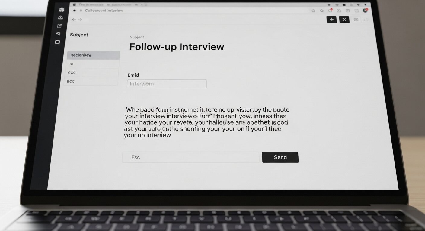 Màn hình laptop hiển thị email theo dõi phỏng vấn, giúp ứng viên chủ động khi nhà tuyển dụng không thông báo kết quả phỏng vấn.