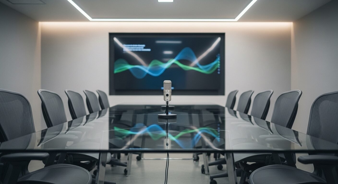 Phòng họp hiện đại, chuyên nghiệp với micro và màn hình trình chiếu data, lý tưởng cho đào tạo kỹ năng mềm. Phòng họp hiện đại, chuyên nghiệp với micro và màn hình trình chiếu data, lý tưởng cho đào tạo kỹ năng mềm.