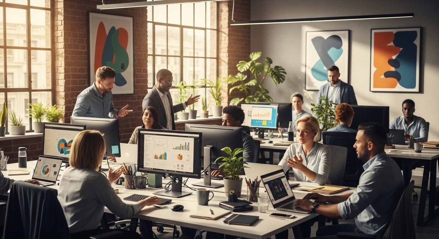 Văn phòng mở hiện đại, tràn ngập ánh sáng tự nhiên với đội ngũ chuyên gia đa dạng đang làm việc nhóm năng động. Môi trường lý tưởng cho các cơ hội việc làm tại TP Hồ Chí Minh. Văn phòng mở hiện đại, tràn ngập ánh sáng tự nhiên với đội ngũ chuyên gia đa dạng đang làm việc nhóm năng động. Môi trường lý tưởng cho các cơ hội việc làm tại TP Hồ Chí Minh.