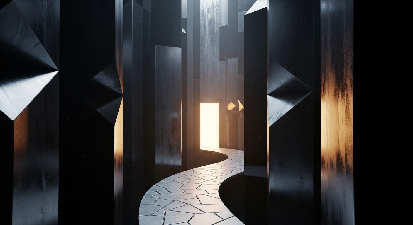 Con đường sáng xuyên qua mê cung phức tạp, dẫn đến lối thoát thành công, minh họa tầm quan trọng của kỹ năng không bị sa thải trong việc định hướng sự nghiệp.