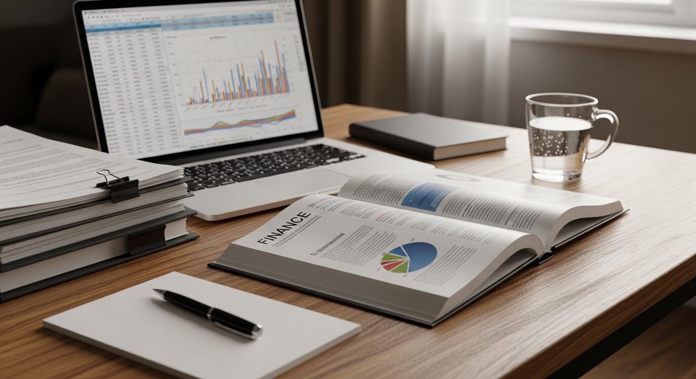 Môi trường ôn luyện chuyên nghiệp với sách tài chính, tài liệu pháp lý và laptop, giúp ứng viên đáp ứng Điều kiện ứng tuyển Ngân hàng Nhà nước 2023.