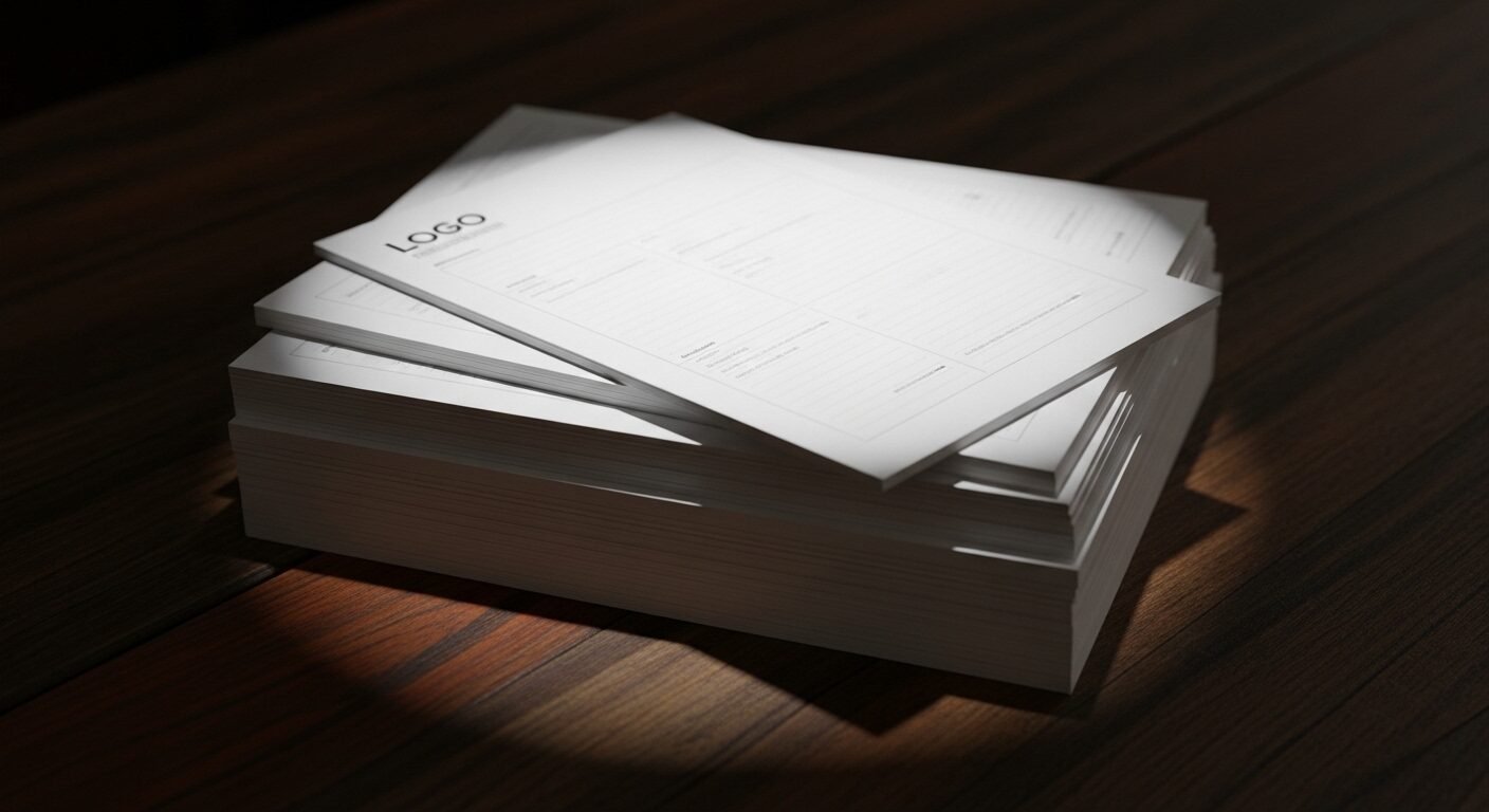 Tài liệu chuyên nghiệp nổi bật trên chồng giấy trắng, minh họa bí quyết viết cover letter Nhân sự hiệu quả.