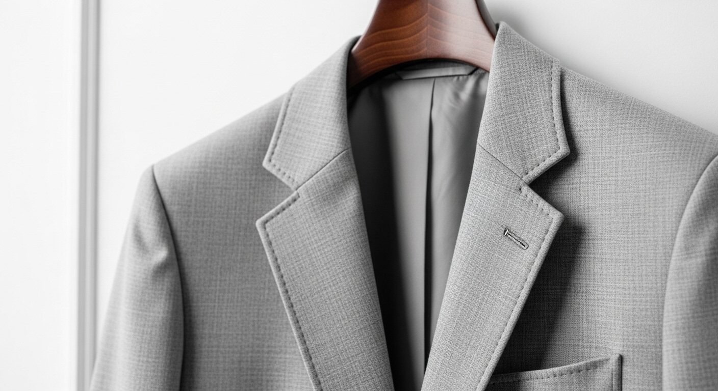 Cận cảnh áo vest chuyên nghiệp, phẳng phiu màu xám nhạt treo gọn gàng. Trang phục chỉnh tề là một yếu tố quan trọng, song hành cùng việc chuẩn bị tốt cách trả lời phỏng vấn xin việc để tạo ấn tượng. Cận cảnh áo vest chuyên nghiệp, phẳng phiu màu xám nhạt treo gọn gàng. Trang phục chỉnh tề là một yếu tố quan trọng, song hành cùng việc chuẩn bị tốt cách trả lời phỏng vấn xin việc để tạo ấn tượng.
