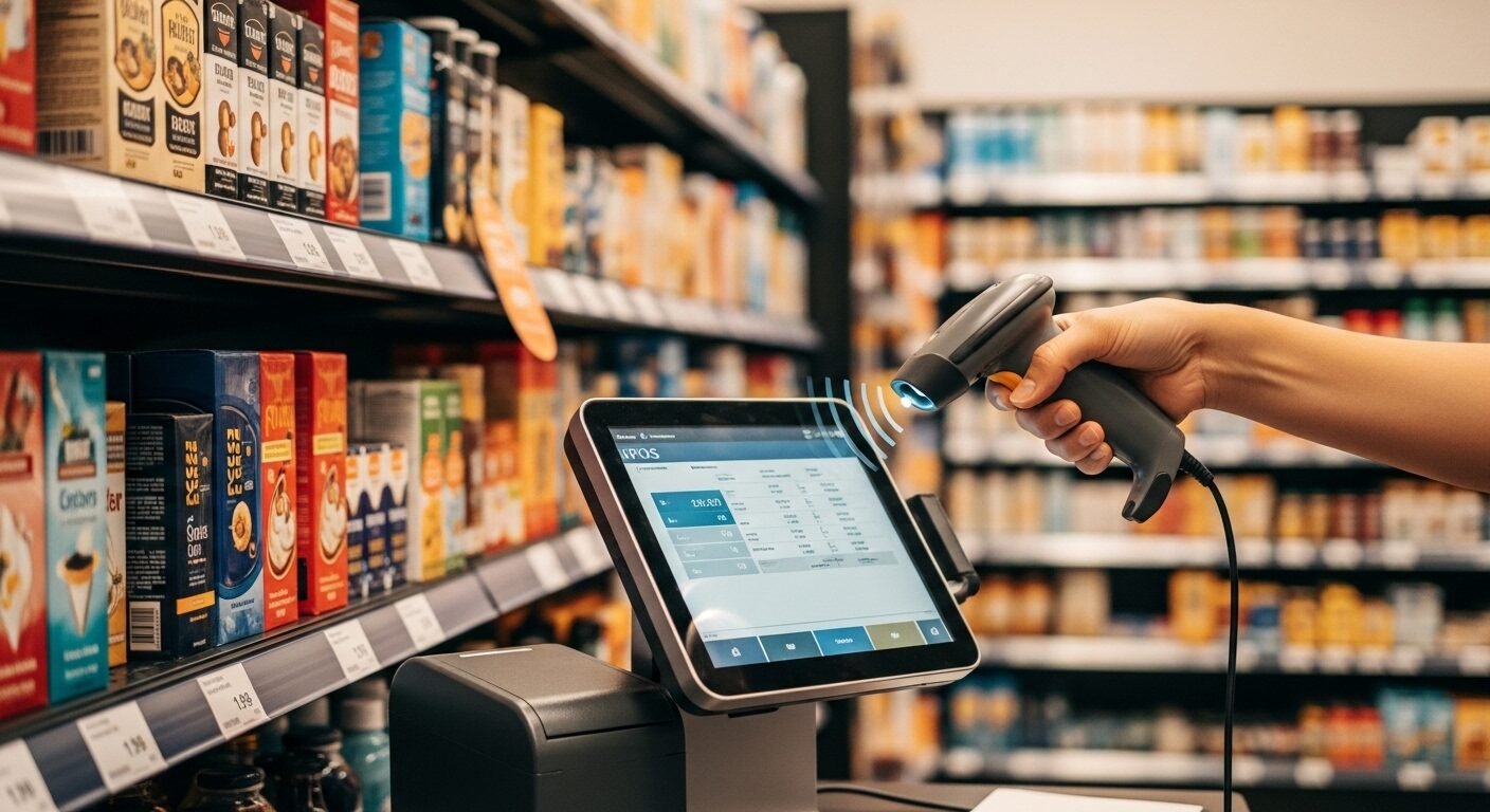 Quản lý kho và kiểm kê hàng hóa tại cửa hàng bán lẻ bằng máy quét mã vạch kết nối thiết bị POS. Review PosApp.