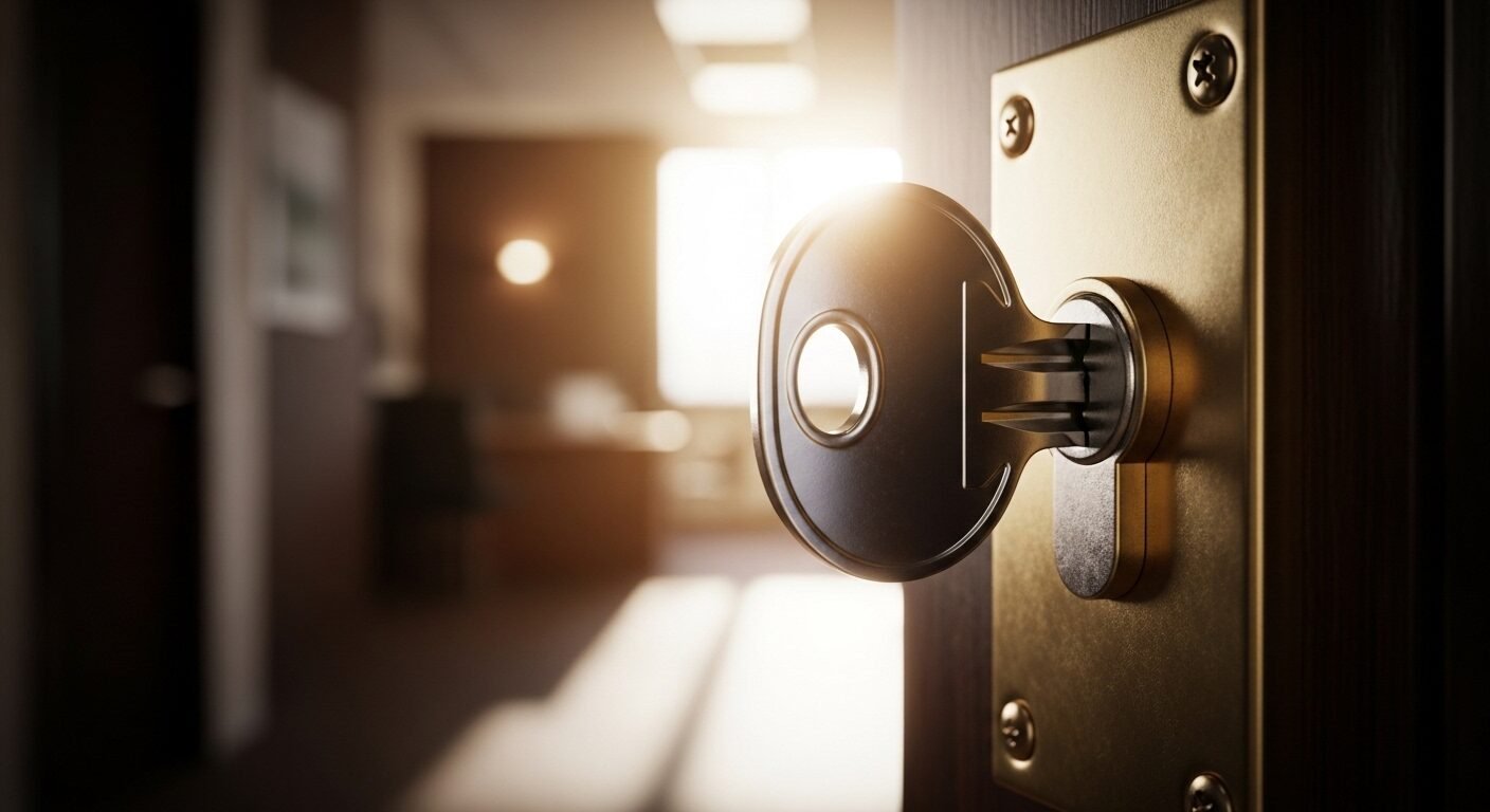 Chìa khóa kim loại tinh xảo đang mở cánh cửa gỗ sang trọng, hé lộ ánh sáng và văn phòng chuyên nghiệp. Hình ảnh tượng trưng cho cách trình bày kỹ năng trong hồ sơ xin việc giúp mở ra cơ hội thành công. Chìa khóa kim loại tinh xảo đang mở cánh cửa gỗ sang trọng, hé lộ ánh sáng và văn phòng chuyên nghiệp. Hình ảnh tượng trưng cho cách trình bày kỹ năng trong hồ sơ xin việc giúp mở ra cơ hội thành công.