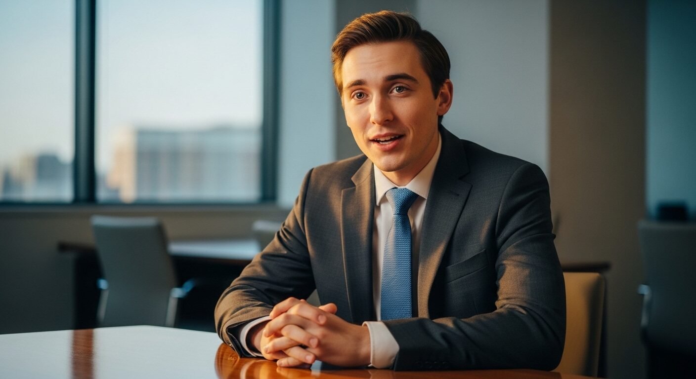 Ứng viên phỏng vấn chuyên nghiệp với vẻ mặt chân thành, cởi mở, thể hiện sự tự tin và sẵn sàng học hỏi, gợi ý cách xử lý khi bí câu hỏi phỏng vấn một cách khéo léo.