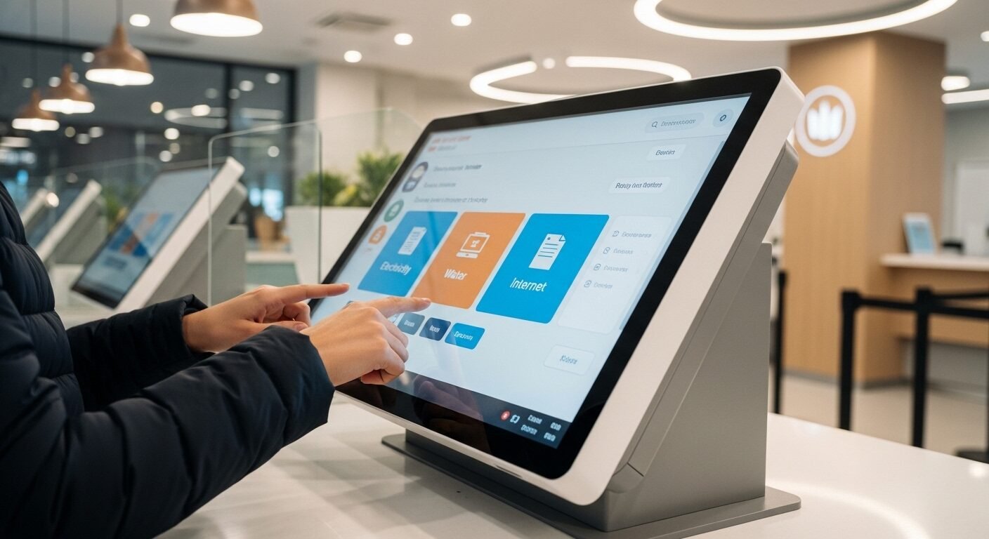 Người dùng thanh toán hóa đơn điện nước, internet tại kiosk kỹ thuật số hiện đại, tiện lợi. Khám phá các dịch vụ tài chính nhanh chóng, bao gồm review công ty F88. Người dùng thanh toán hóa đơn điện nước, internet tại kiosk kỹ thuật số hiện đại, tiện lợi. Khám phá các dịch vụ tài chính nhanh chóng, bao gồm review công ty F88.