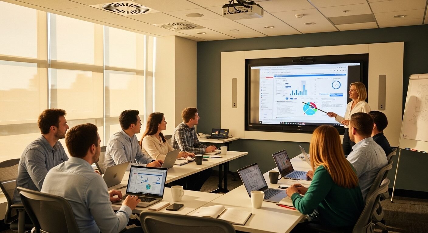 Phòng đào tạo kỹ thuật hiện đại, sáng sủa với học viên người lớn tập trung vào bài giảng. Giảng viên hướng dẫn buổi học hợp tác, phản ánh chất lượng thường thấy trong các review VTI Group. Phòng đào tạo kỹ thuật hiện đại, sáng sủa với học viên người lớn tập trung vào bài giảng. Giảng viên hướng dẫn buổi học hợp tác, phản ánh chất lượng thường thấy trong các review VTI Group.