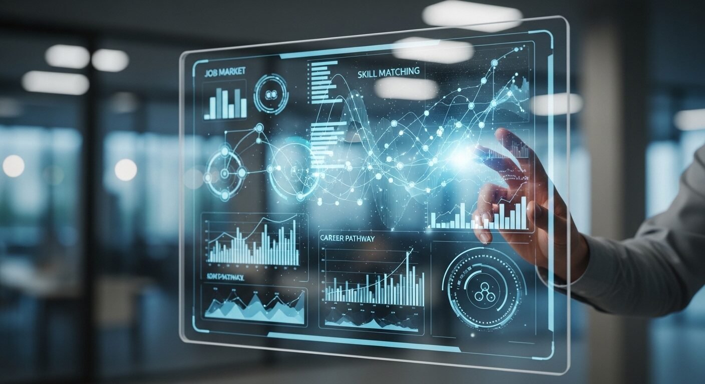 Bàn tay tương tác màn hình hologram hiển thị phân tích chuyên sâu thị trường việc làm và kỹ năng, cung cấp bởi trang tuyển dụng uy tín. Bàn tay tương tác màn hình hologram hiển thị phân tích chuyên sâu thị trường việc làm và kỹ năng, cung cấp bởi trang tuyển dụng uy tín.