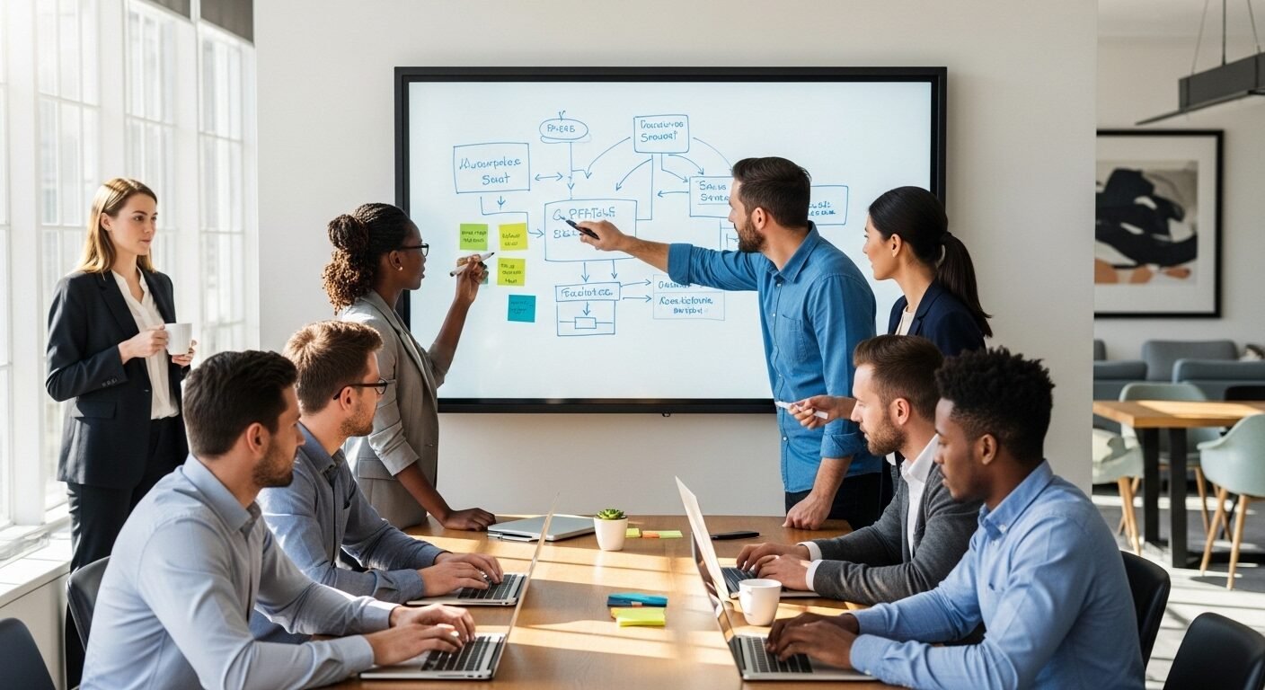 Nhóm chuyên gia đa dạng đang thảo luận và phân tích sôi nổi trên bảng trắng cùng laptop trong phòng họp sáng sủa, nhằm chuẩn bị cho một Review Cốc Cốc chuyên sâu và chi tiết. Nhóm chuyên gia đa dạng đang thảo luận và phân tích sôi nổi trên bảng trắng cùng laptop trong phòng họp sáng sủa, nhằm chuẩn bị cho một Review Cốc Cốc chuyên sâu và chi tiết.