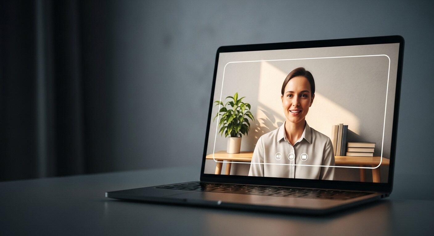 Người đang phỏng vấn qua video trên màn hình laptop với bối cảnh văn phòng tại nhà chuyên nghiệp, minh họa tầm quan trọng của kỹ năng phỏng vấn xin việc. Người đang phỏng vấn qua video trên màn hình laptop với bối cảnh văn phòng tại nhà chuyên nghiệp, minh họa tầm quan trọng của kỹ năng phỏng vấn xin việc.