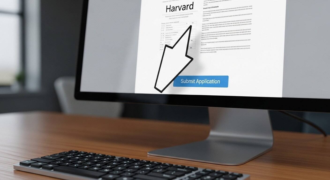 Màn hình hiển thị mẫu CV Harvard chuyên nghiệp định dạng PDF, với con trỏ chuột sẵn sàng nộp đơn ứng tuyển.
