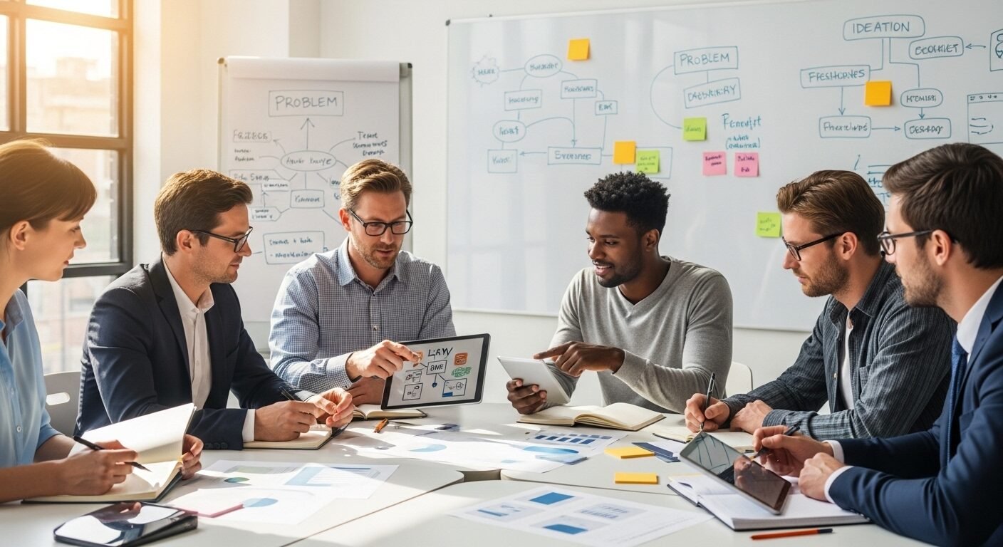 Nhóm chuyên gia đa dạng tại buổi workshop năng động, cùng thảo luận và hợp tác giải quyết vấn đề. Hình ảnh thể hiện quá trình đào tạo thực tế, giúp họ hiểu 'Ready-to-work là gì' và trang bị kỹ năng sẵn sàng làm việc. Nhóm chuyên gia đa dạng tại buổi workshop năng động, cùng thảo luận và hợp tác giải quyết vấn đề. Hình ảnh thể hiện quá trình đào tạo thực tế, giúp họ hiểu 'Ready-to-work là gì' và trang bị kỹ năng sẵn sàng làm việc.