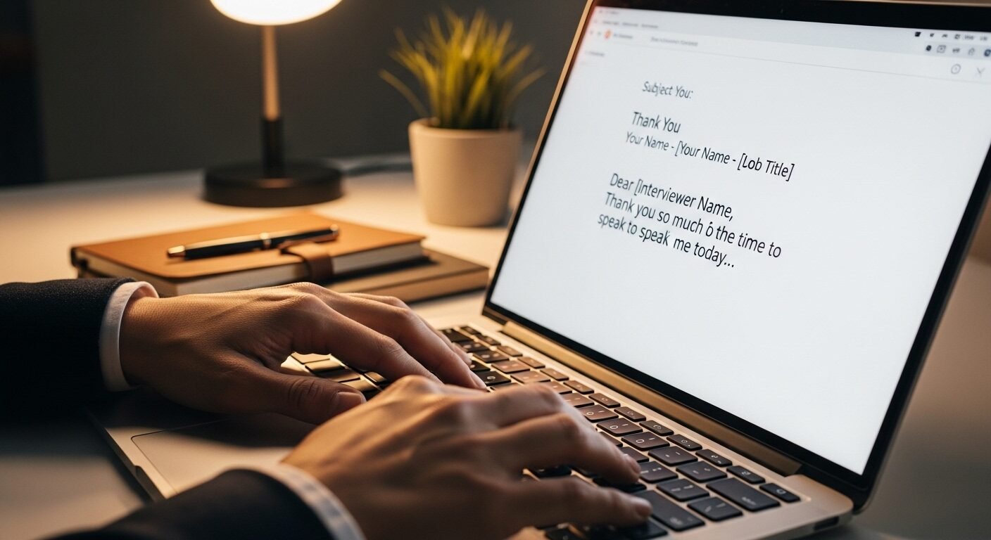 Email cảm ơn chuyên nghiệp trên laptop, giúp tạo ấn tượng mạnh khi trả lời phỏng vấn khi chưa có kinh nghiệm. Email cảm ơn chuyên nghiệp trên laptop, giúp tạo ấn tượng mạnh khi trả lời phỏng vấn khi chưa có kinh nghiệm.